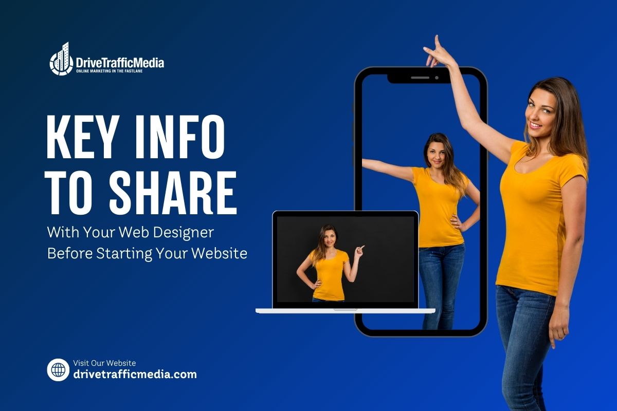 different-devices-with-the-woman-showing-them-off-blog-title-Key-Information-to-Share-With-Your-Web-Designer-Before-Starting-Your-Website-in-Orange-County-1200-x-800