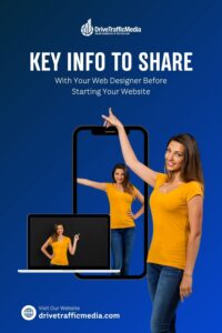 different-devices-with-the-woman-showing-them-off-blog-title-Key-Information-to-Share-With-Your-Web-Designer-Before-Starting-Your-Website-in-Orange-County-Pinterest-Pin