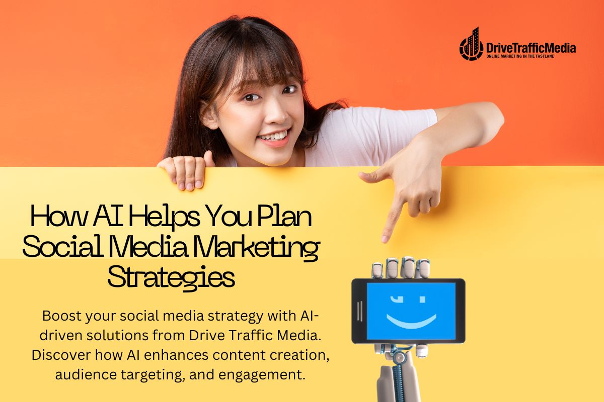 woman-pointing-on-a-robotic-arm-with-phone-blog-title-How-AI-Helps-You-Plan-Social-Media-Marketing-Strategies-1200-x-800